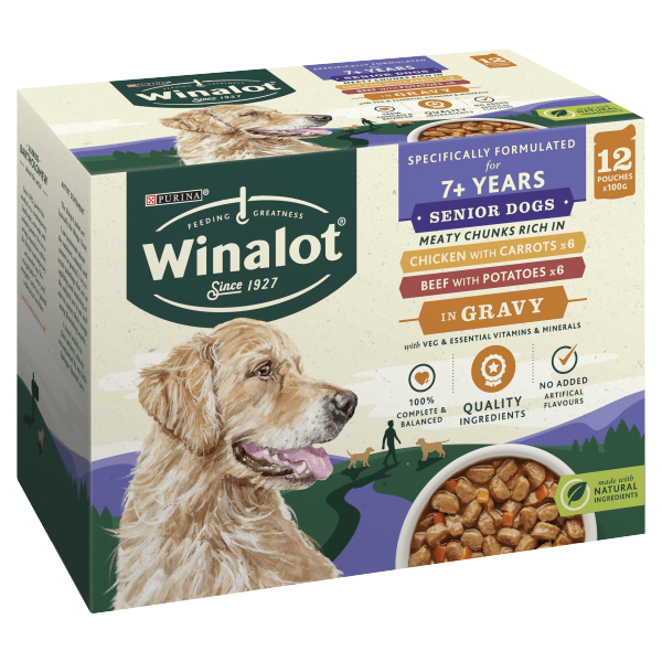 WINALOT Senior Dog Food Pouches Mixed in Gravy 12x100g