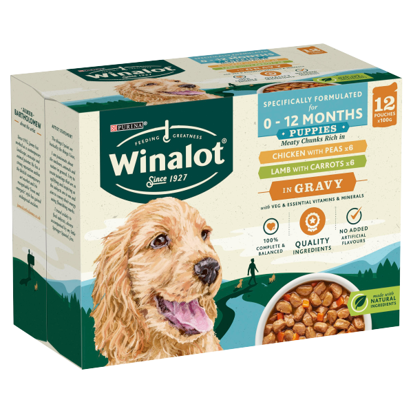 WINALOT Puppy Food Pouches Mixed in Gravy 12x100g