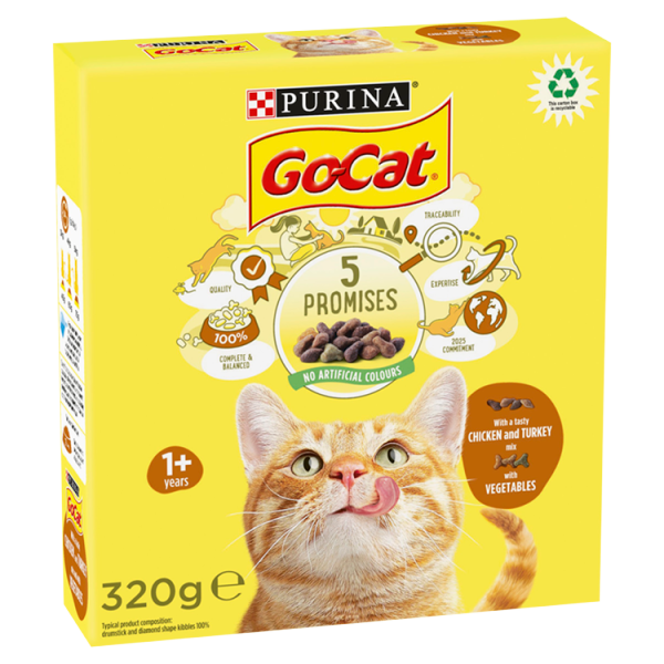 Go-Cat® with Chicken and Turkey mix with Vegetables Dry Cat Food 320g