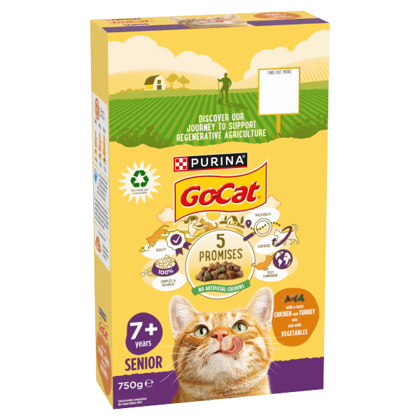 Go-Cat® Senior with Chicken and Turkey mix and Vegetables Dry Cat Food 750g