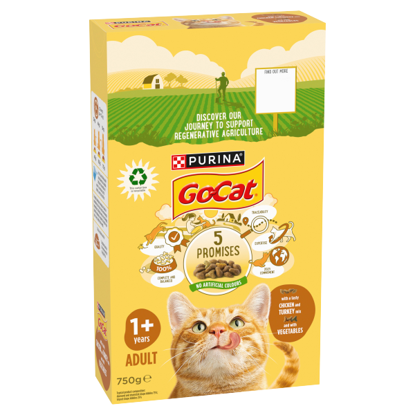 Go-Cat®with Chicken and Turkey mix with Vegetables Dry Cat Food 750g