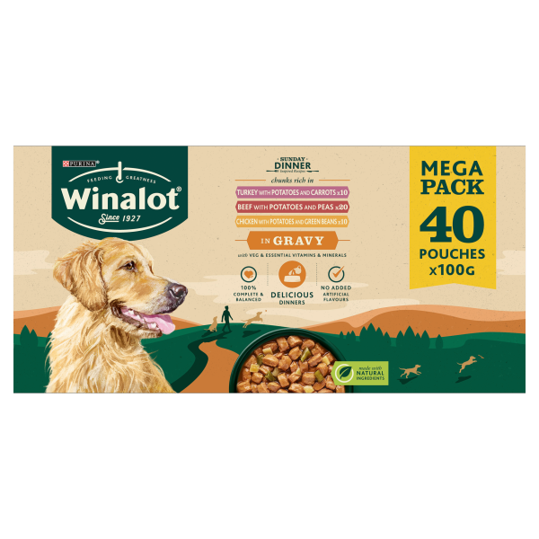 WINALOT Sunday Dinner Dog Food Pouches 40 x 100g