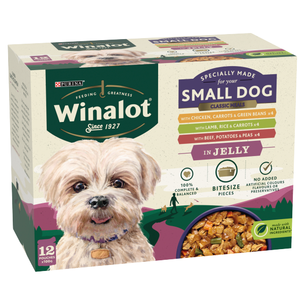 WINALOT Small Dog Food Pouch Mixed in Jelly 12 x 100g 