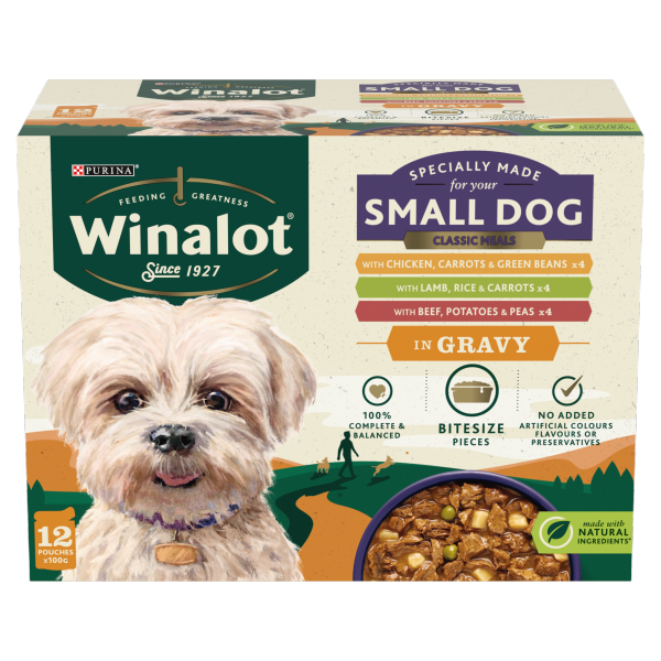 WINALOT Small Dog Food Pouch Mixed in Gravy 12x100g