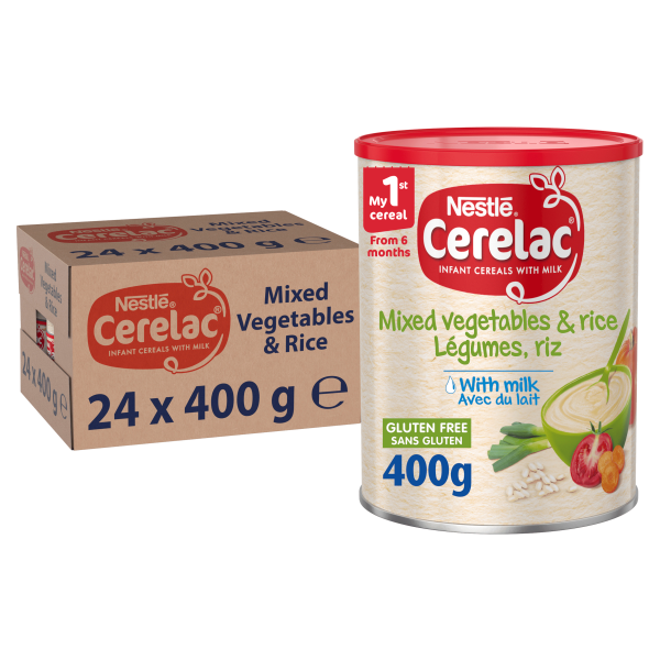 CERELAC Rice Based Fortified Baby Cereal with Mixed Vegetables, Just Add Water, 6 Months+, 400g