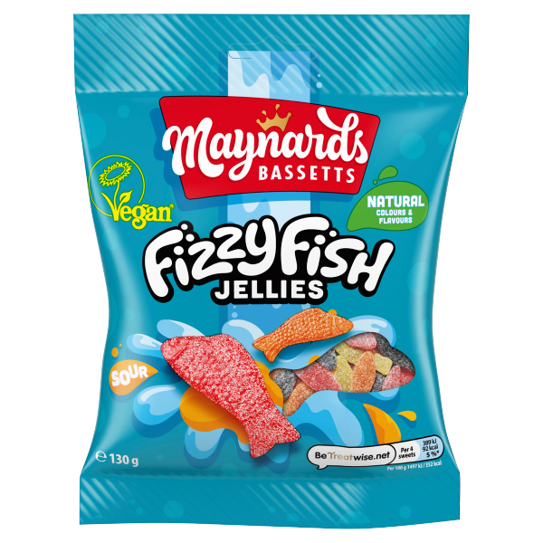Maynards Bassetts Soft Jellies Fizzy Fish Sweets Bag 130g