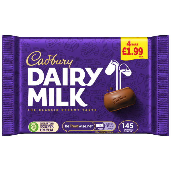 Cadbury Dairy Milk 4 Pack Pm £1.99 4x27.2g (108.8)