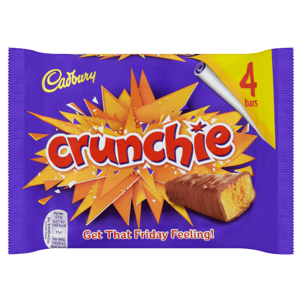 Cadbury Crunchie Chocolate Bar 4 Pack 128g