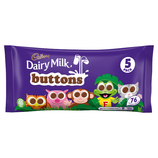 Cadbury Dairy Milk Buttons 5 Treatsize Chocolate Bags 70g