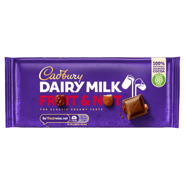 Cadbury Dairy Milk Fruit and Nut Chocolate Bar 110g