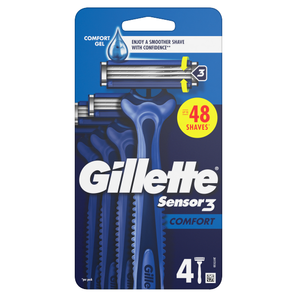 Gillette Sensor3 Comfort Men's Disposable Razor, 4 Count We Get Any Stock
