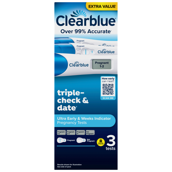 Clearblue Pregnancy Test Ultra Early TripleCheck & Date Combo Pack, 3