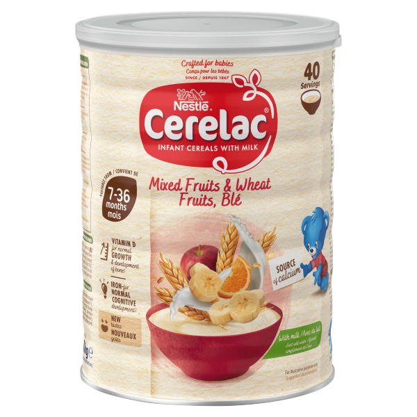CERELAC Wheat Based Fortified Baby Cereal with Mixed Fruits, Just Add Water, 7 Months+, 1 kg
