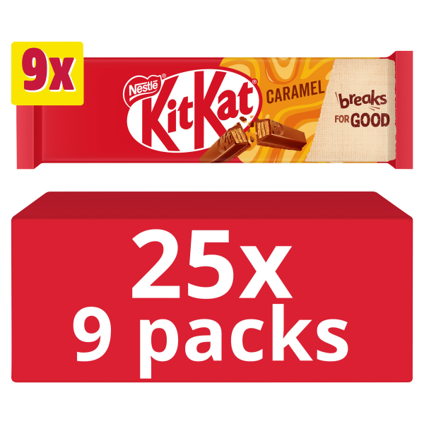 Kit Kat 2 Finger Caramel Chocolate Biscuit Bar Multipack 9 Pack We