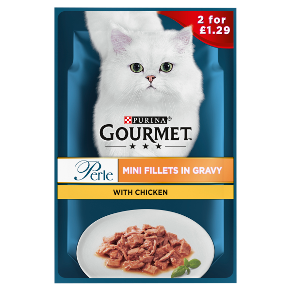 Gourmet Perle Cat Food Mini Fillets Chicken in Gravy 85g We Get