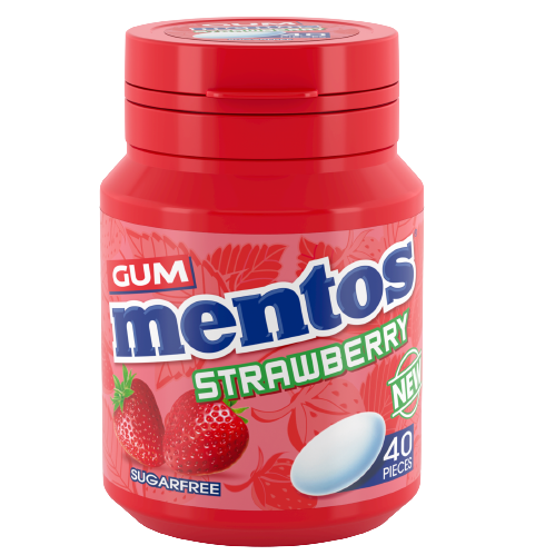 Mentos Gum Strawberry Bottle 40 Pieces 56g