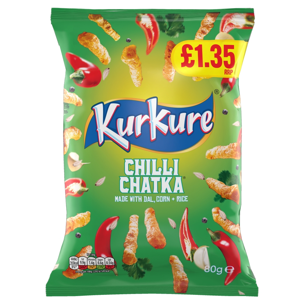 Kurkure Chilli Chatka Sharing Snacks Crisps PMP £1.35 80g
