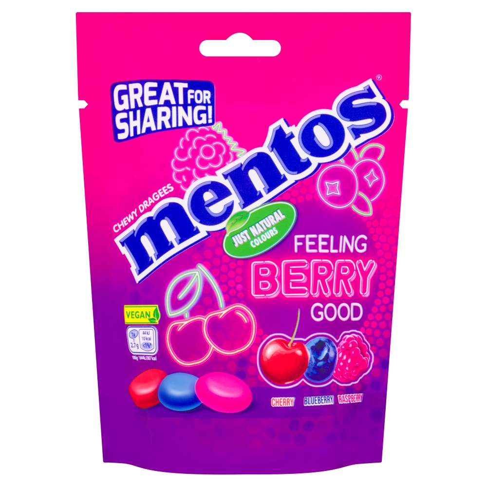 Mentos Berries Flavour Chewy Dragees 140g