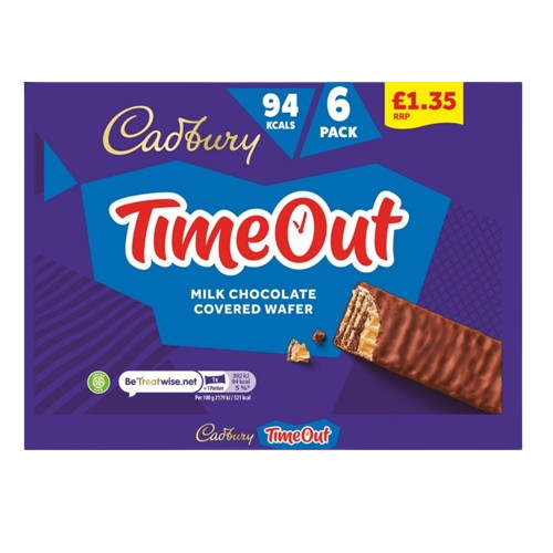 Cadbury Timeout Milk Chocolate Covered Wafer Biscuits 6 pack Pm £1.35 108g