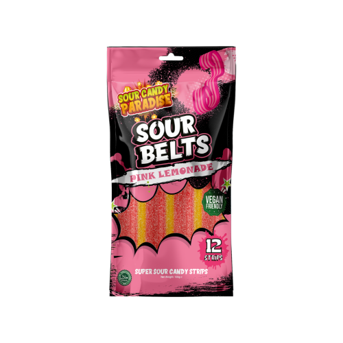 Candy Paradise Sour Belts Pink Lemonade 100g