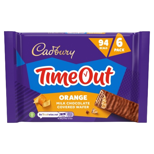 Cadbury Timeout Orange Milk Chocolate Covered Wafer 6 x 18g (108g)