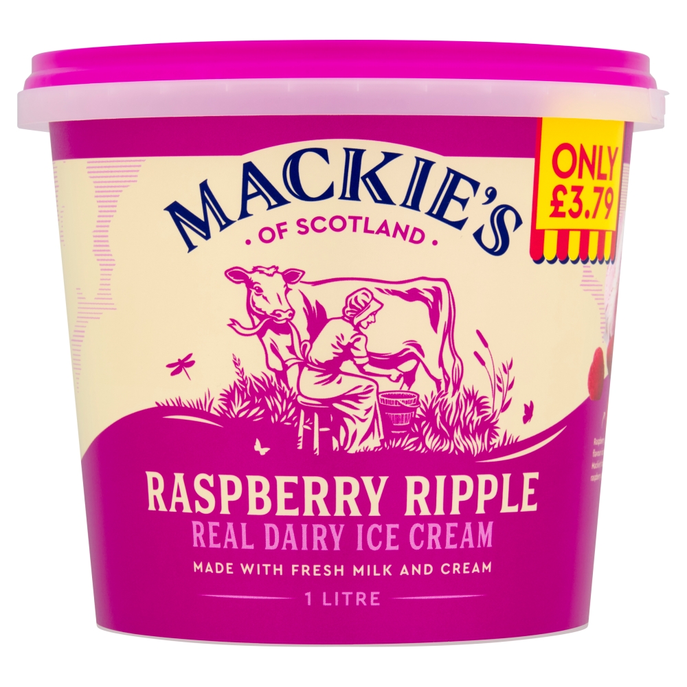 Mackie's of Scotland Raspberry Ripple Real Dairy Ice Cream Pm £3.79 1 Litre