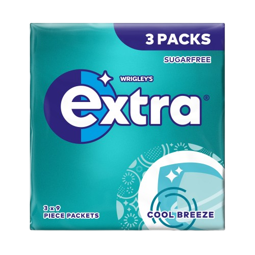 Extra Cool Breeze Sugarfree Chewing Gum Multipack 3 x 9 Pieces