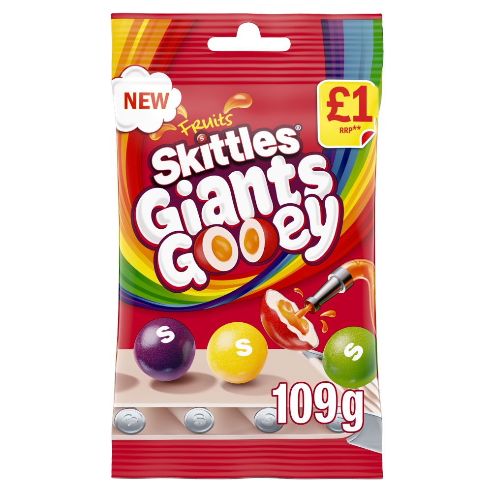 Skittles Giants Gooey Vegan Chewy Sweets Fruit Flavoured Treat Bag £1 PMP 109g