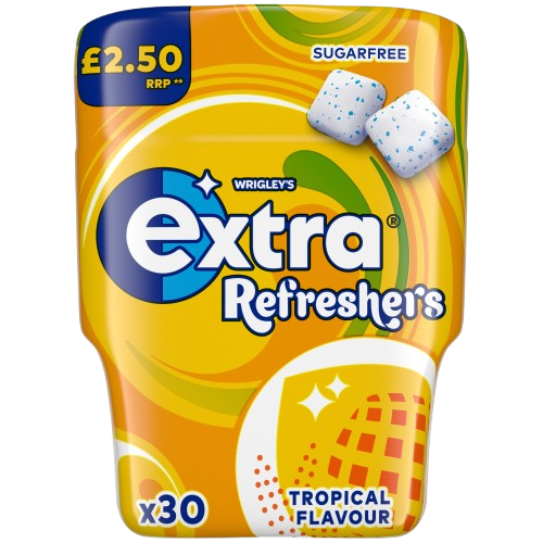 Extra Refreshers Tropical Flavour Sugarfree Chewing Gum Bottle Pm £2.50 30 Pieces