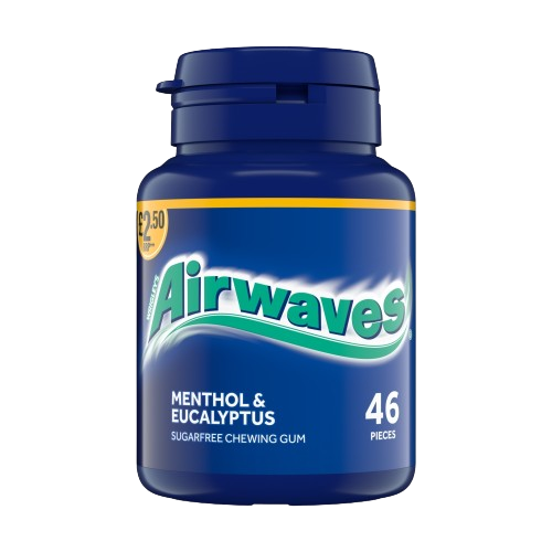 Airwaves Menthol & Eucalyptus Sugarfree Chewing Gum PMP £2.50 Bottle 46 Pieces
