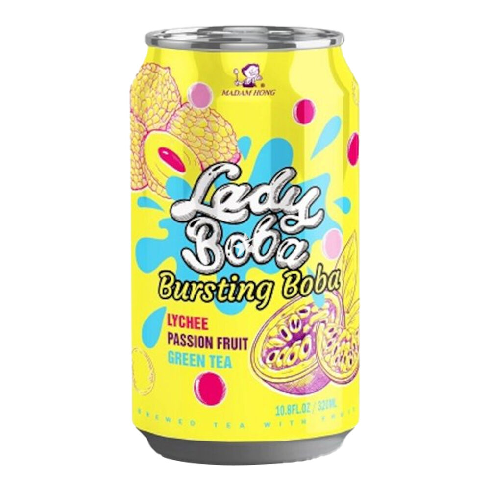 Madam Hong Lady Boba Passion Fruit + Lychee Bubble Tea 320ml