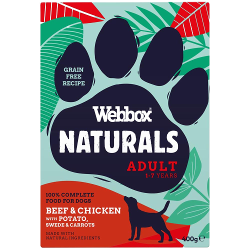 Webbox Natural Grain Free Dog Beef With Chicken, Potato, Swede And Carrots 400g