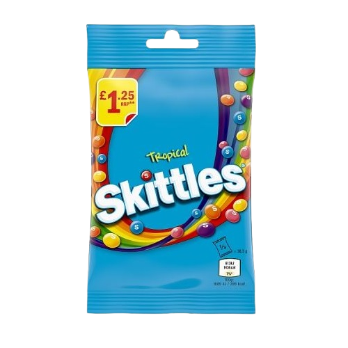 Skittles Vegan Chewy Sweets Tropical Fruit Flavoured Treat Bag PMP £1.