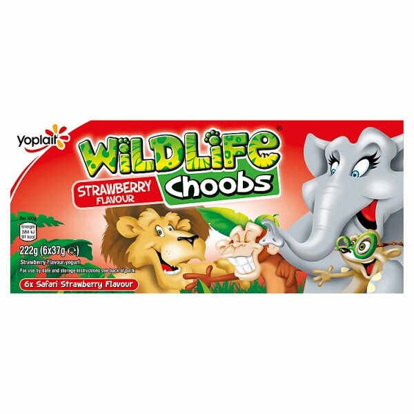 Yoplait Wildlife Choobs Strawberry Flavour Yogurt Tubes 6x37g We Get