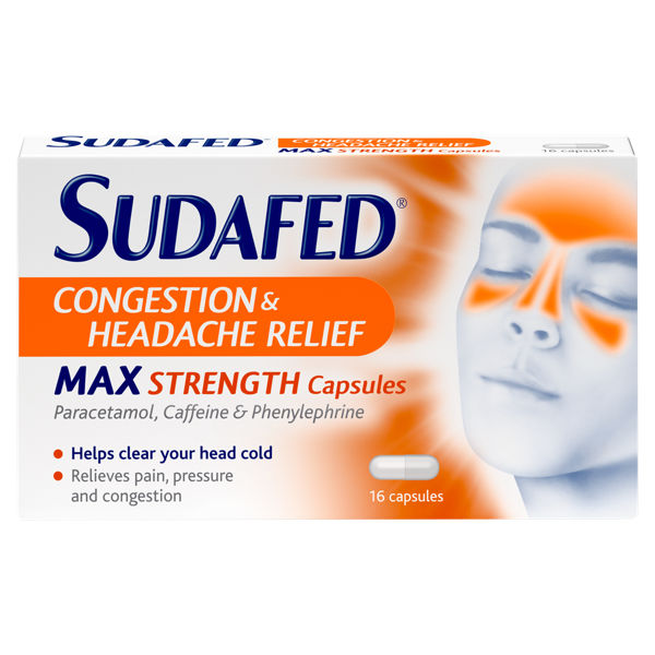 Sudafed Congest Head Max 16 Capsules