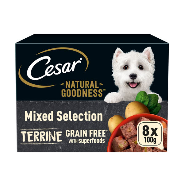 CESAR® NATURAL GOODNESS™ Grain Free Adult Dog Food Mix Terrine 8x100g Tray