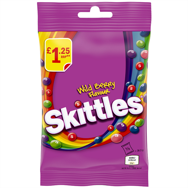 Skittles Vegan Chewy Sweets Tropical Fruit Flavoured Treat Bag PMP £1.