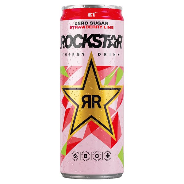 Rockstar Energy Drink Strawberry Lime Can PMP £1.00 330ml