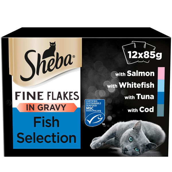 Sheba Fine Flakes Cat Food Pouches Fish in Gravy 12 x 85g We Get Any