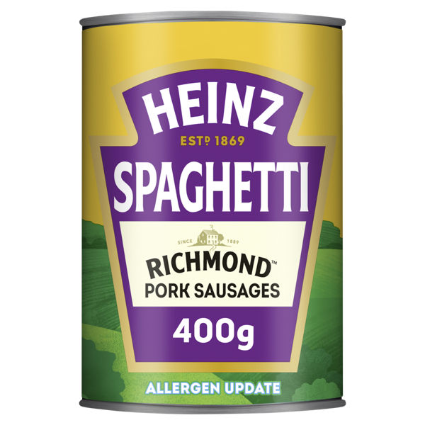 Heinz Spaghetti In a Rich Tomato Sauce With Richmond Pork Sausages 400g