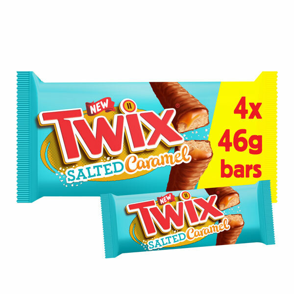 Twix Salted Caramel Chocolate Biscuit Twin Bars Multipack 4 x 46g - We ...