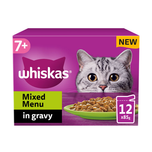 Whiskas 7+ Mixed Menu Senior Wet Cat Food Pouches in Gravy 12 x 85g