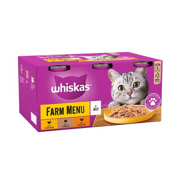Whiskas 1+ Cat Tins Farm Menu In Jelly 6X400g