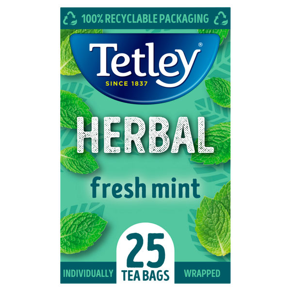 Tetley Herbal Fresh Mint 25 Plant-Based Tea Bags 37.5g