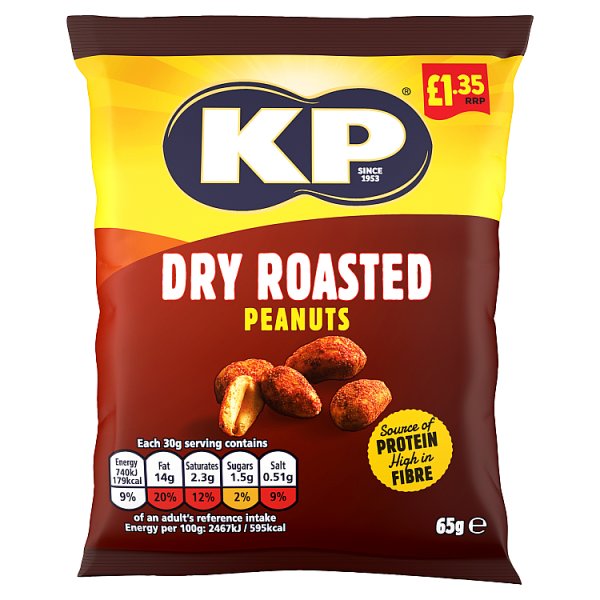 Kp Dry Roasted Peanuts Pmp £1.35 65g