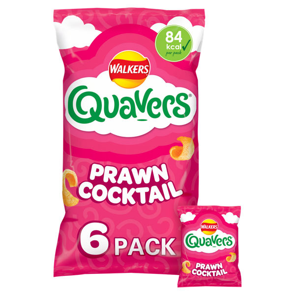 Walkers Quavers Prawn Cocktail Multipack Snacks Crisps 6x16g We Get