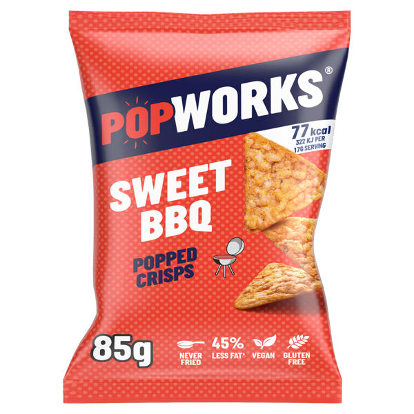 Popworks Sweet BBQ Sharing Popped Crisps 85g