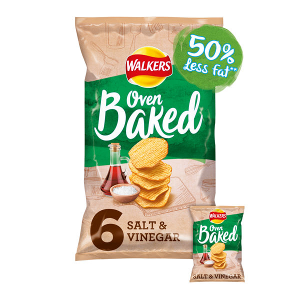 Walkers Oven Baked Salt & Vinegar Multipack Snacks 6 x 25g