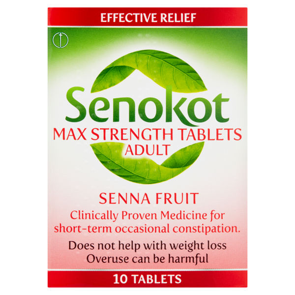 Senokot Max Strength Tablets Adult Senna Fruit 10 Tablets