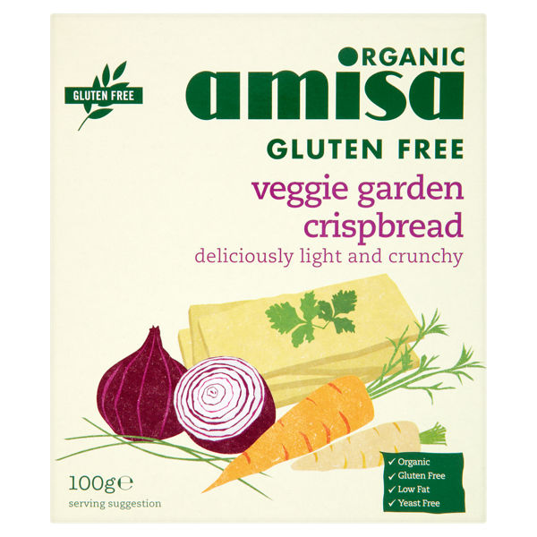 Amisa Organic Veggie Garden Crispbread Deliciously Light and Crunchy 100g